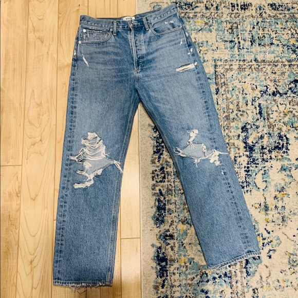 AGOLDE 90'S MID RISE LOOSE FIT JEANS IN FALL OUT - Picture 4 of 8